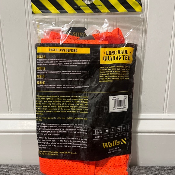 Walls Hi-Vis Mesh Safety Vest,  Unisex, ANSI Class 2, NEW - Picture 8 of 8